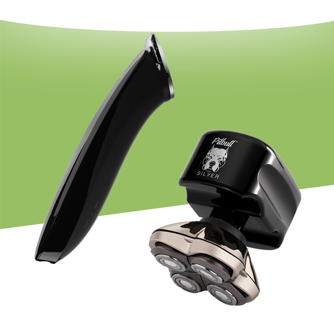 Pitbull Silver PRO Head and Face Shaver & Baby Beast Trimmer 3SUM Combo