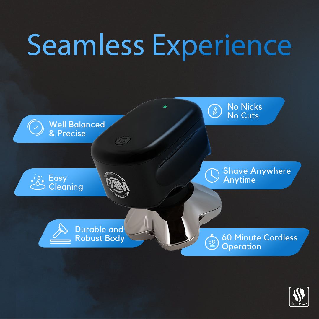 Palm MX5 shaver | Fast, ergonomic grooming for head & face | Upgraded with PRO 4-Head Blade