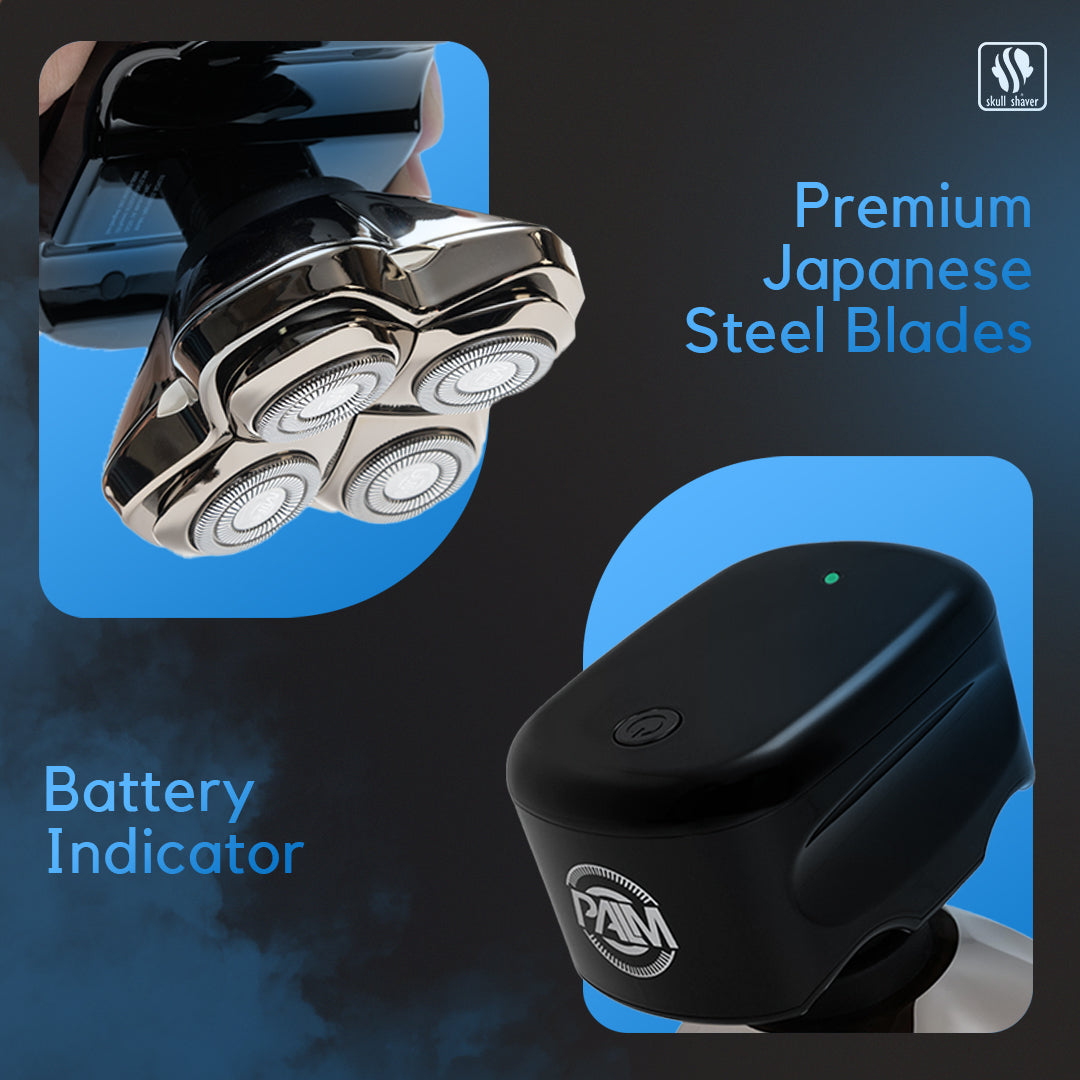 Palm MX5 shaver | Fast, ergonomic grooming for head & face | Upgraded with PRO 4-Head Blade