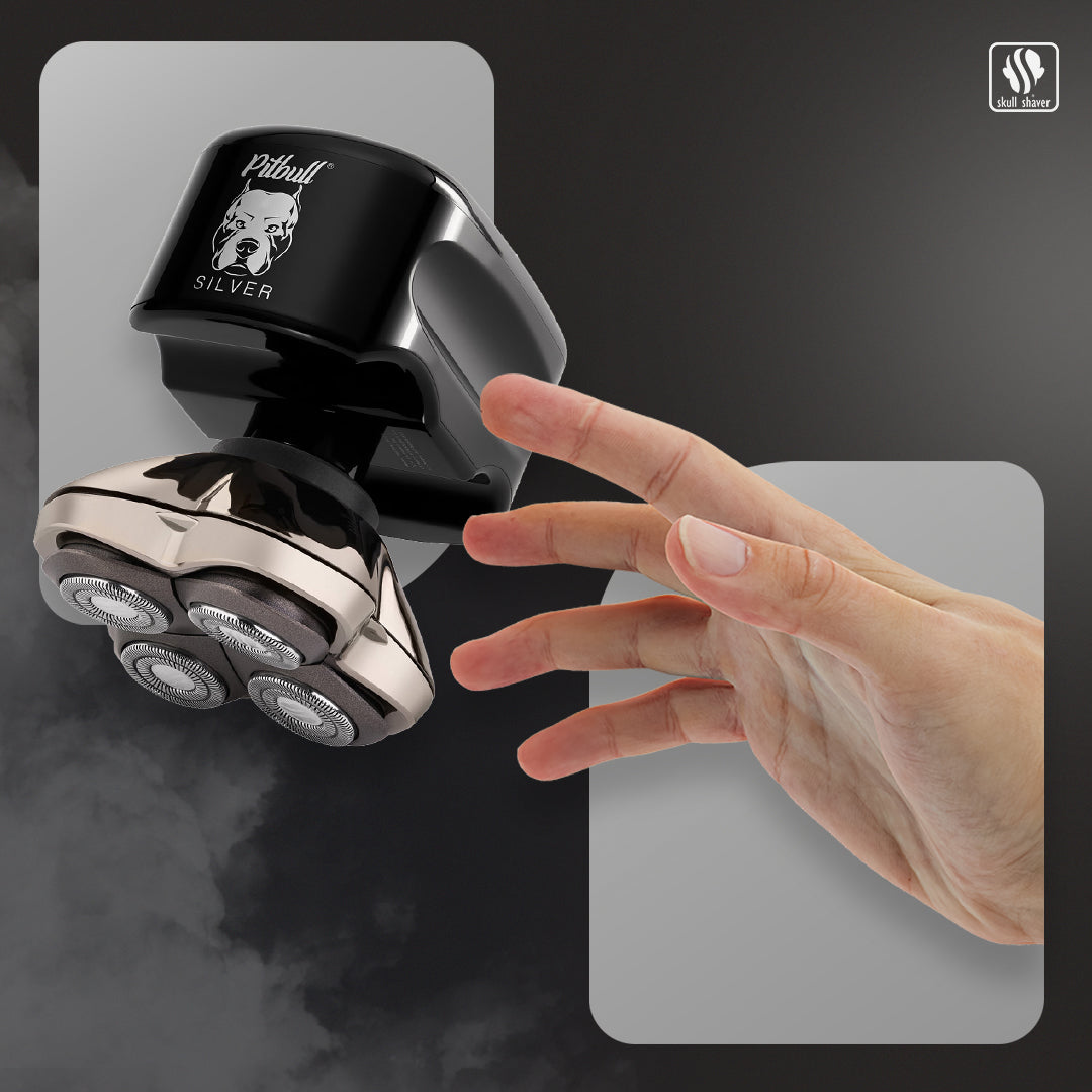 Pitbull Silver PRO SX5 Shaver | Smooth, effortless grooming for head & body | Built with PRO 4-Head Blade System