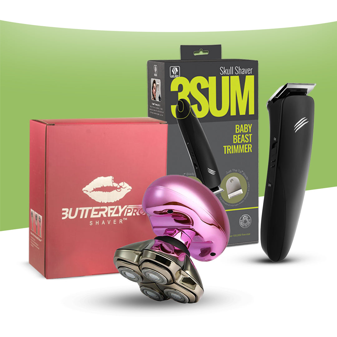 Butterfly Kiss PRO & Baby Beast Trimmer 3SUM Combo | Gentle women’s shaving + precision men’s trimming